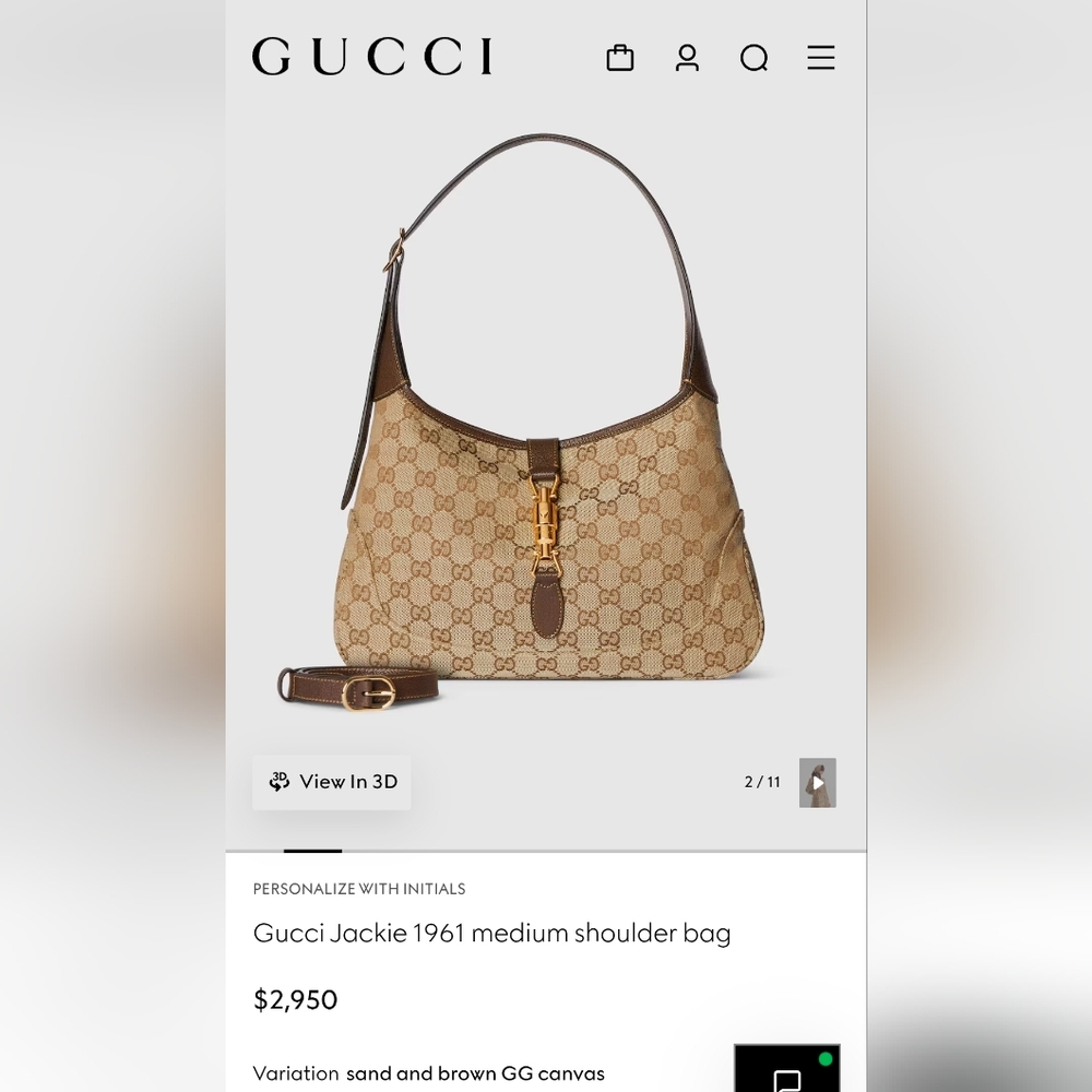 Gucci GG Canvas Med Britt Hobo & D Ring GG Canvas Compact Wallet - Picture 13 of 14
